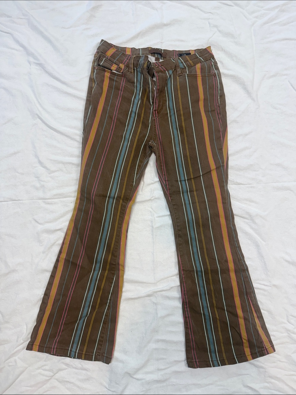 Judy Blue Brown Bootcut Jeans with Multicolor Stripes
